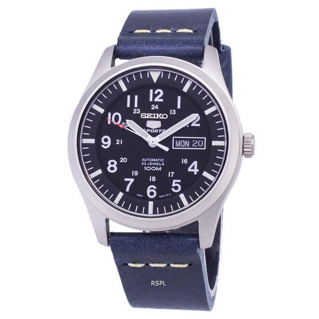 Seiko 5 Sports SNZG15K1-LS15 Automatic Dark Blue Leather Strap Men's Watch