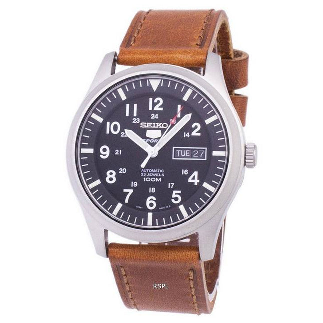 Refurbished Seiko 5 Sports Automatic Brown Leather SNZG15K1-var-LS9 100M Men's Watch