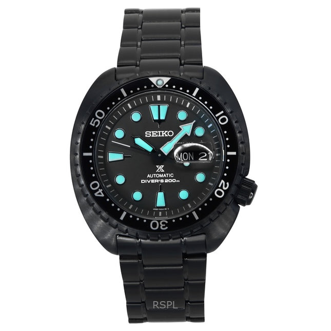Seiko Prospex Black Series Night Vision Turtle Black Dial Automatic Diver's SRPK43K1 200M Men's Watch