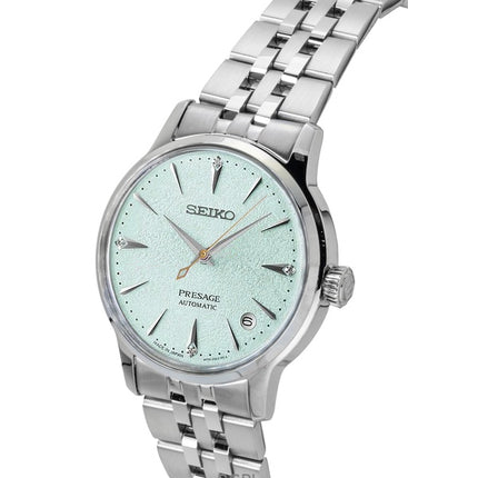 Seiko Presage Cocktail Diamond Accents Stainless Steel Mint Green Dial Automatic SRPL63J1 Women's Watch