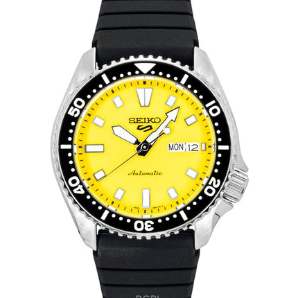 Seiko 5 Sports SKX Redux Silicone Strap Yellow Dial Automatic SRPL87K1 100M Men's Watch