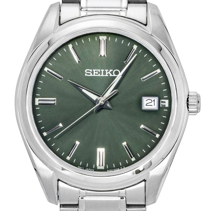 Seiko Stainless Steel Green Dial Quartz SUR527P1 100M Men's Watch