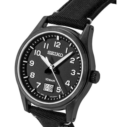 Seiko Classic Nylon Strap Black Dial Quartz SUR571P1 100M Men's Watch