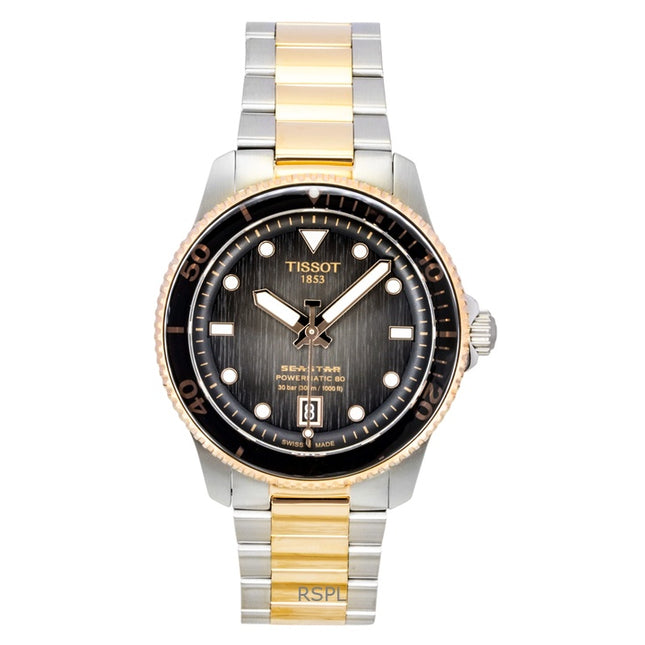 Tissot SeaStar 1000 Two Tone Stainless Steel Black Dial Automatic Diver's T120.807.22.051.01 300M Men's Watch
