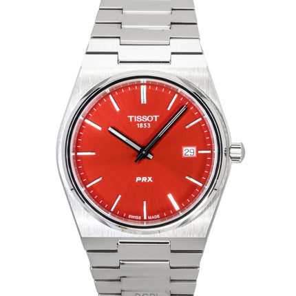 Tissot PRX Stainless Steel Red Dial Quartz T137.410.11.421.00 100M Men's Watch