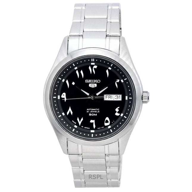 Refurbished Seiko 5 Stainless Steel Black Arabic Dial Automatic SNKP21J1 Men's Watch