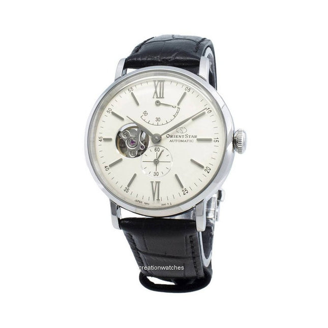 Refurbished Orient Star Classic Leather Strap Open Heart Cream Dial Automatic RE-AV0002S00B Men's Watch