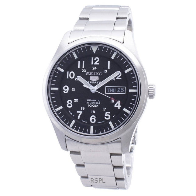 Refurbished Seiko 5 Sports Stainless Steel Black Dial Automatic SNZG13J1 100M Men's Watch