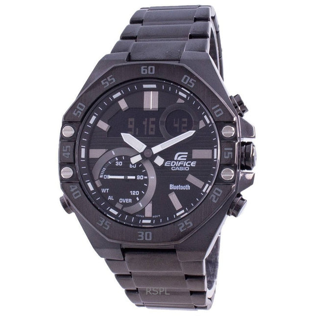 Refurbished Casio Edifice Analog Digital Smartphone Link Stainless Steel Black Dial Quartz ECB-10DC-1A 100M Men's Watch