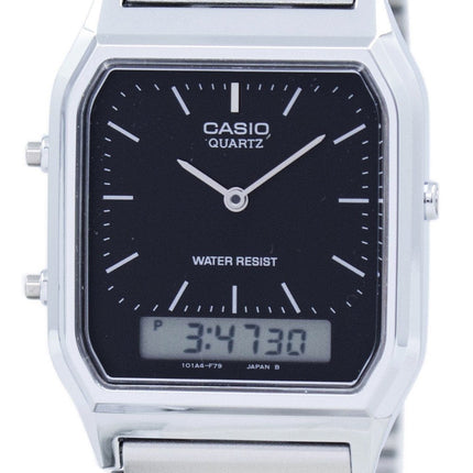 Refurbished Casio Vintage Analog Digital Stainless Steel Black Dial Quartz AQ-230A-1DHDF Unisex Watch
