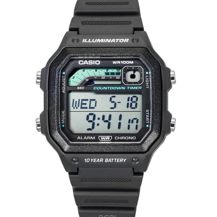 Casio Standard Digital Resin Strap Gray Quartz WS-1600H-8AV 100M Men's Watch