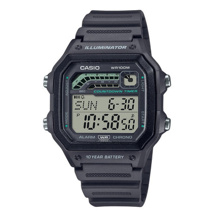 Casio Standard Digital Resin Strap Gray Quartz WS-1600H-8AV 100M Men's Watch