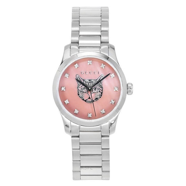 Gucci G-Timeless Diamond Accents Pink Mother of Pearl Dial Quartz YA1265025 Women's Watch