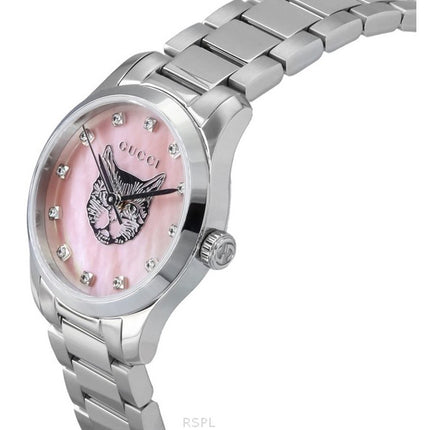 Gucci G-Timeless Diamond Accents Pink Mother of Pearl Dial Quartz YA1265025 Women's Watch