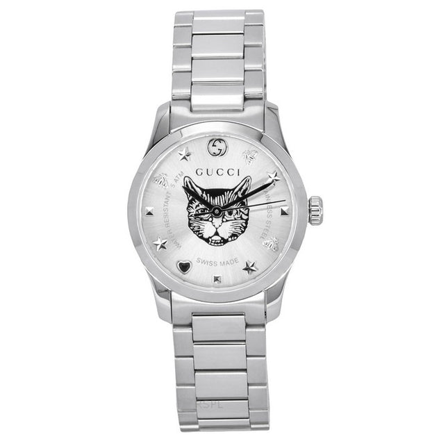 Gucci G-Timeless Stainless Steel Silver Dial Quartz YA126595 Women's Watch