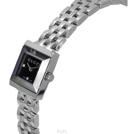 Gucci G-Frame Diamond Accents Stainless Steel Black Dial Quartz YA128507 Women's Watch