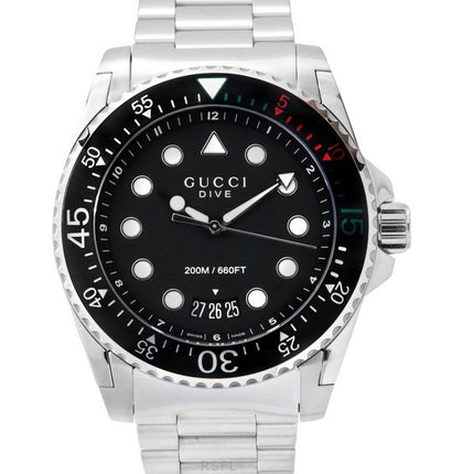 Gucci Dive XL Stainless Steel Black Dial Quartz Diver's YA136208A 200M Men's Watch
