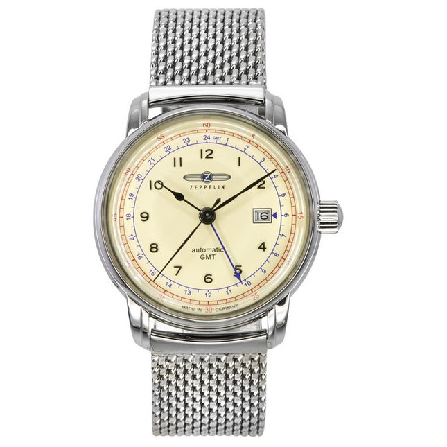Zeppelin LZ 126 Los Angeles GMT Stainless Steel Beige Dial Automatic 7668M5 Men's Watch