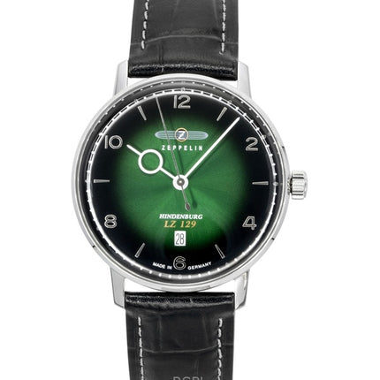 Zeppelin LZ 129 Hindenburg Leather Strap Green Dial Quartz 80484 Men's Watch
