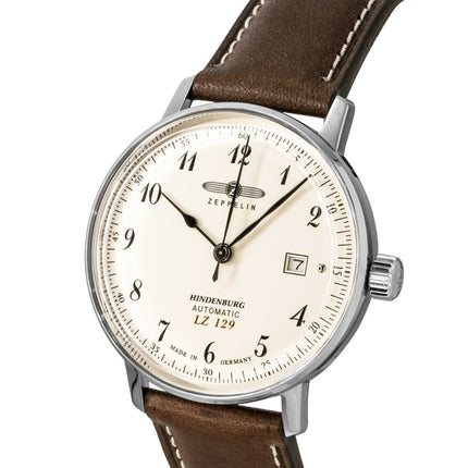Zeppelin LZ129 Hindenburg Leather Strap Beige Dial Automatic 80565 Men's Watch