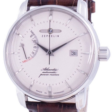 Refurbished Zeppelin Atlantic White Dial Leather Strap Automatic 8462-5 84625 Men's Watch