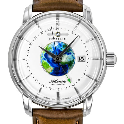 Zeppelin Atlantic GMT Leather Strap Beige Dial Automatic 84685 Men's Watch