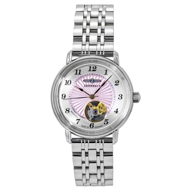 Zeppelin Friedrichshafen Stainless Steel Pink Dial Automatic 8569M5 Women's Watch