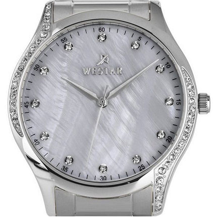 Westar Zing Crystal Accents Stainless Steel White Mother Of Pearl Dial Quartz 00127STN111 Women's Watch