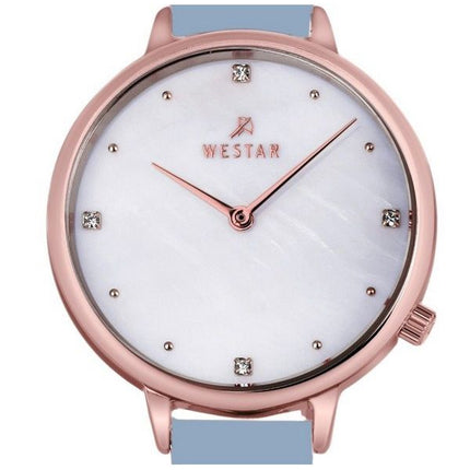 Westar Zing Crystal Accents Leather Strap White Mother Of Pearl Dial Quartz 00133PPN681 Women's Watch