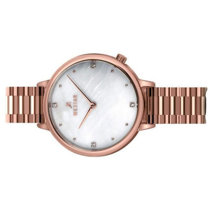 Westar Zing Crystal Accents Rose Gold Tone Stainless Steel White Mother Of Pearl Dial Quartz 00135PPN611 Women's Watch
