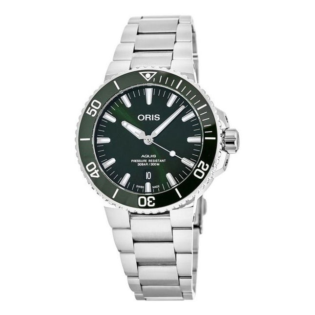 Oris Aquis Stainless Steel Green Dial Automatic Diver's 01 733 7766 4157-07 8 22 05PEB 300M Men's Watch