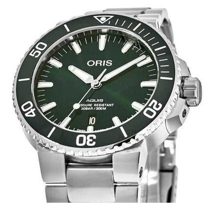 Oris Aquis Stainless Steel Green Dial Automatic Diver's 01 733 7766 4157-07 8 22 05PEB 300M Men's Watch
