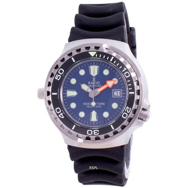 Ratio 2nd Generation Free Diver Helium-Safe Quartz 1038EF102V-BLU-V02 1000M Men's Watch