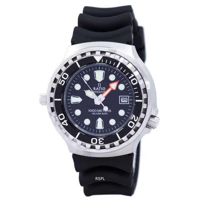 Ratio FreeDiver Helium Safe 1000M Sapphire Quartz 1038EF102V Men's Watch