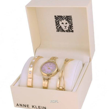 Anne Klein Gold Tone Crystal Accents Purple Dial Quartz 2244LVST Womens Watch