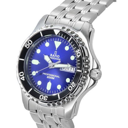 Ratio FreeDiver Professional Sapphire Sunray Blue Dial Quartz 36JL140-BLU 200M Men's Watch