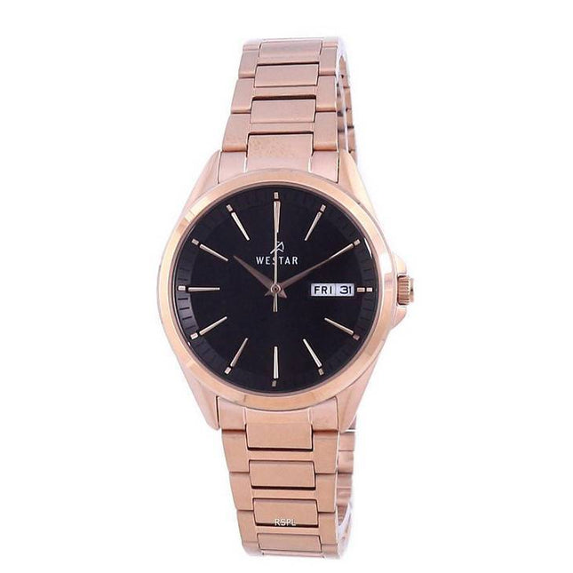Westar Black Dial Rose Gold Tone Stainless Steel Quartz 40212 PPN 603 Women's Watch