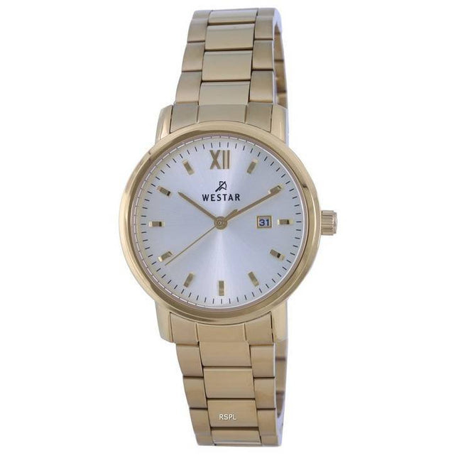 Westar Silver Dial Gold Tone Stainless Steel Quartz 40245 GPN 102 Womens Watch