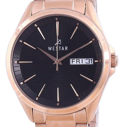 Westar Black Dial Rose Gold Tone Stainless Steel Quartz 50212 PPN 603 Men's Watch
