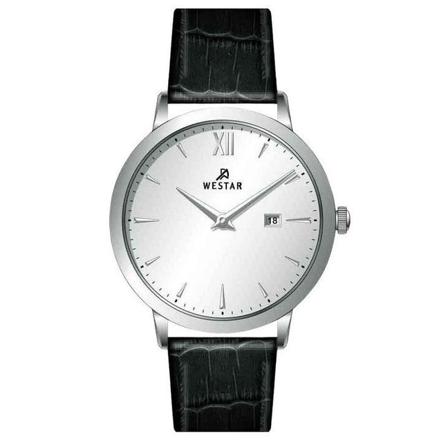 Westar Profile Leather Strap Silver Dial Quartz 50214STN107 Mens Watch
