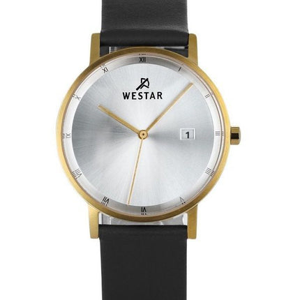 Westar Profile Black Leather Strap Silver Dial Quartz 50221GPN107 Mens Watch
