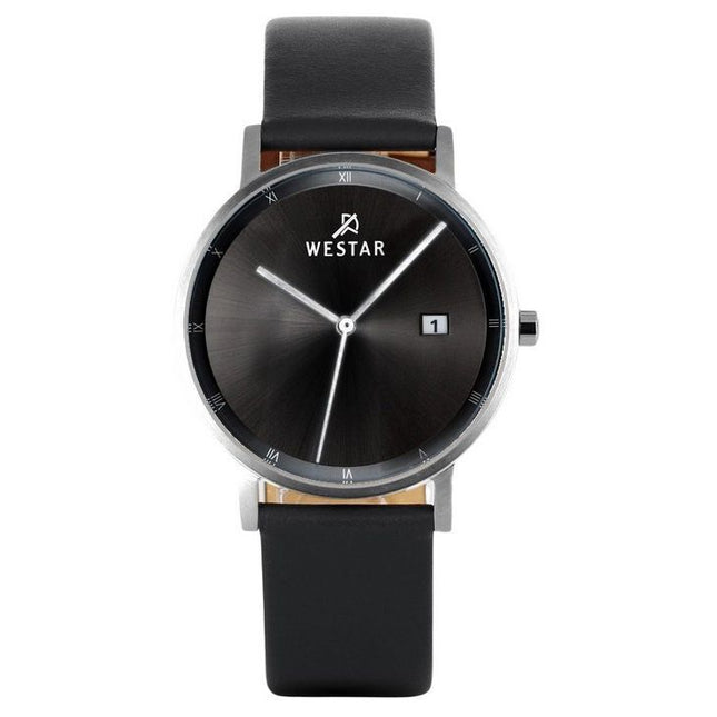 Westar Profile Leather Strap Black Dial Quartz 50221STN103 Mens Watch