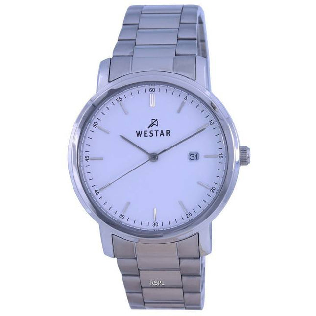 Westar White Dial Stainless Steel Quartz 50243 STN 101 Mens Watch