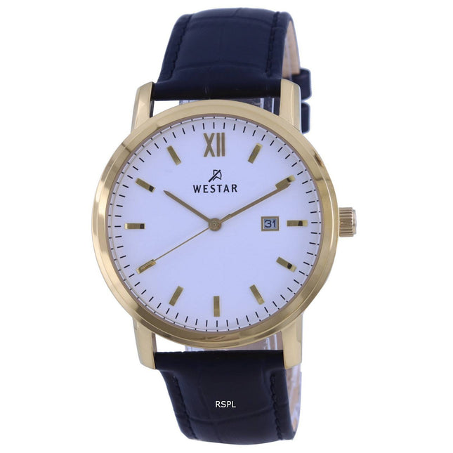 Westar White Dial Gold Tone Stainless Steel Quartz 50244 GPN 101 Mens Watch