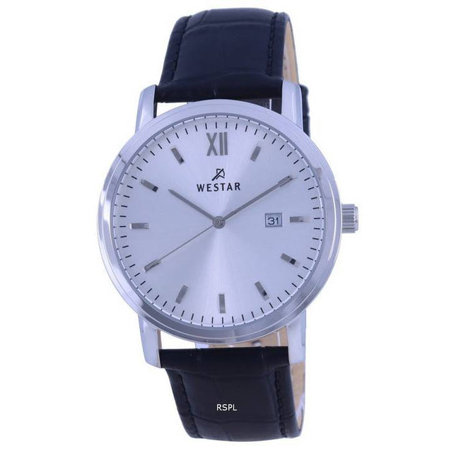 Westar White Dial Leather Strap Quartz 50244 STN 107 Mens Watch