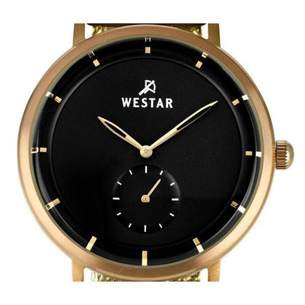 Westar Profile Gold Tone Stainless Steel Black Dial Quartz 50247BZZ103 Mens Watch