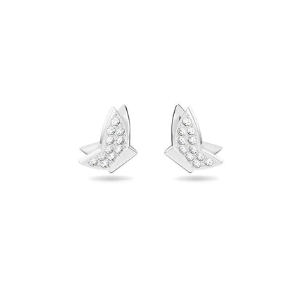 Swarovski Lilia Butterfly Rhodium Plated Stud Earrings With White Crystal 5636424 For Women