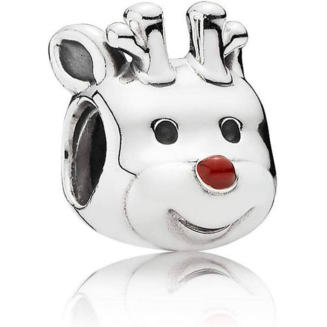 PANDORA 791781EN39 Reindeer Silver Charm With Red Enamel Women's