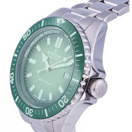 Edox SkyDiver Divers Stainless Steel Green Dial Automatic 801203VMVDN1 80120  3VM VDN1 1000M Mens Watch