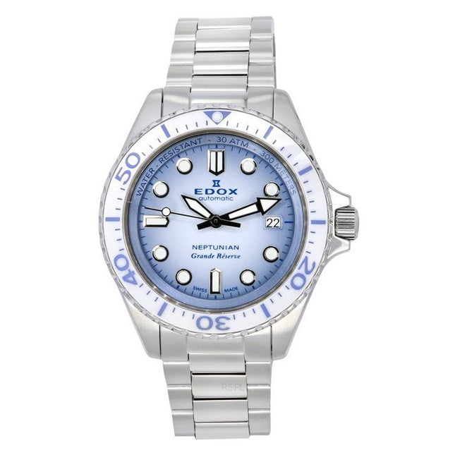Edox Neptunian Grande Reserve Date Blue Dial Automatic Diver's 80801 3BBUM BUCDN 300M Men's Watch
